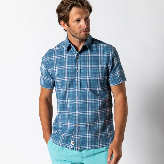 Men's Linen Cotton Oxford Sport Shirt - Quinton Plaid